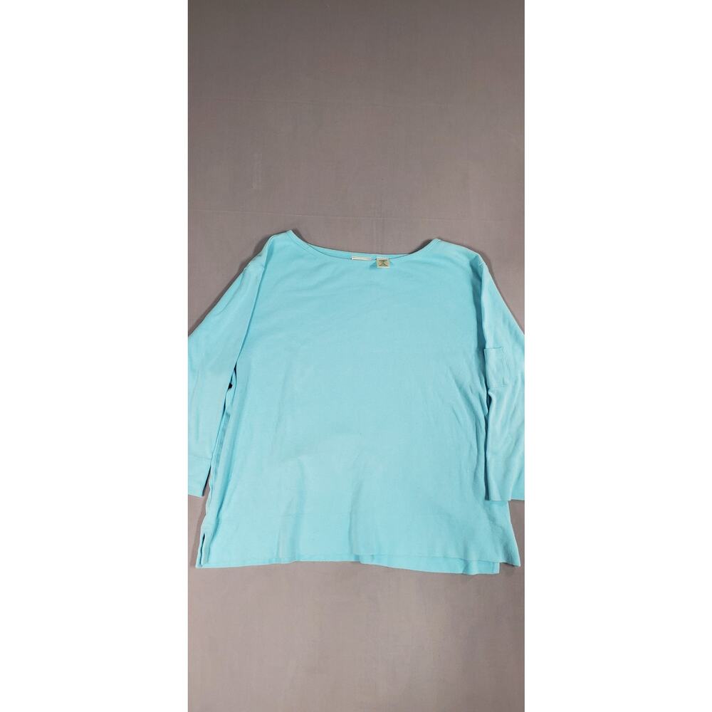 LL Bean Pullover Crewneck 3/4 sleeve shirt Womens Blue XL